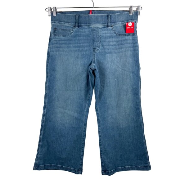 Spanx denim Cropped kick flare pull on jeans petite wide 90s sz 2X - Picture 1 of 10